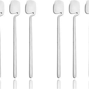 JASHII 8 cucharas de mango largo para colgar, cuchara de té helado, cuchara de café, cucharas agitadoras de acero inoxidable 304 para té, postre, JASHII 8 cucharas de mango largo para colgar, cuchara de té helado, cuchara de café, cucharas agitadoras de acero inoxidable 304 para té, postre,