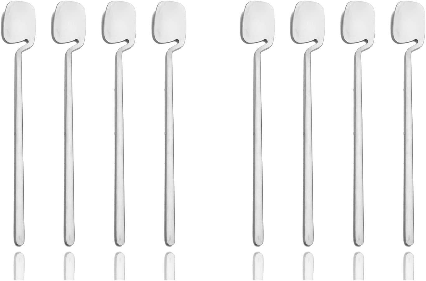 JASHII 8 cucharas de mango largo para colgar, cuchara de té helado, cuchara de café, cucharas agitadoras de acero inoxidable 304 para té, postre,