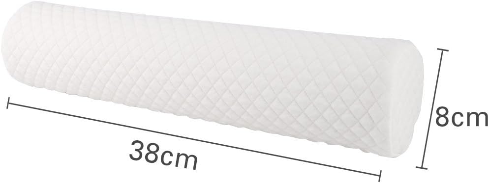 Qtqgoitem – Almohada cervical de cuello redondo de espuma viscoelástica con funda de algodón orgánico lavable (15 x 3 pulgadas, blanco) (modelo b25