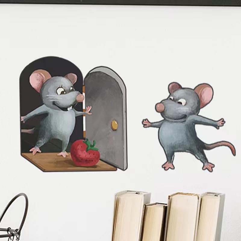 9 calcomanías de pared con agujero de ratón 3D, bonitas calcomanías decorativas para sala de estar, guardería, dormitorio, habitación de los niños,