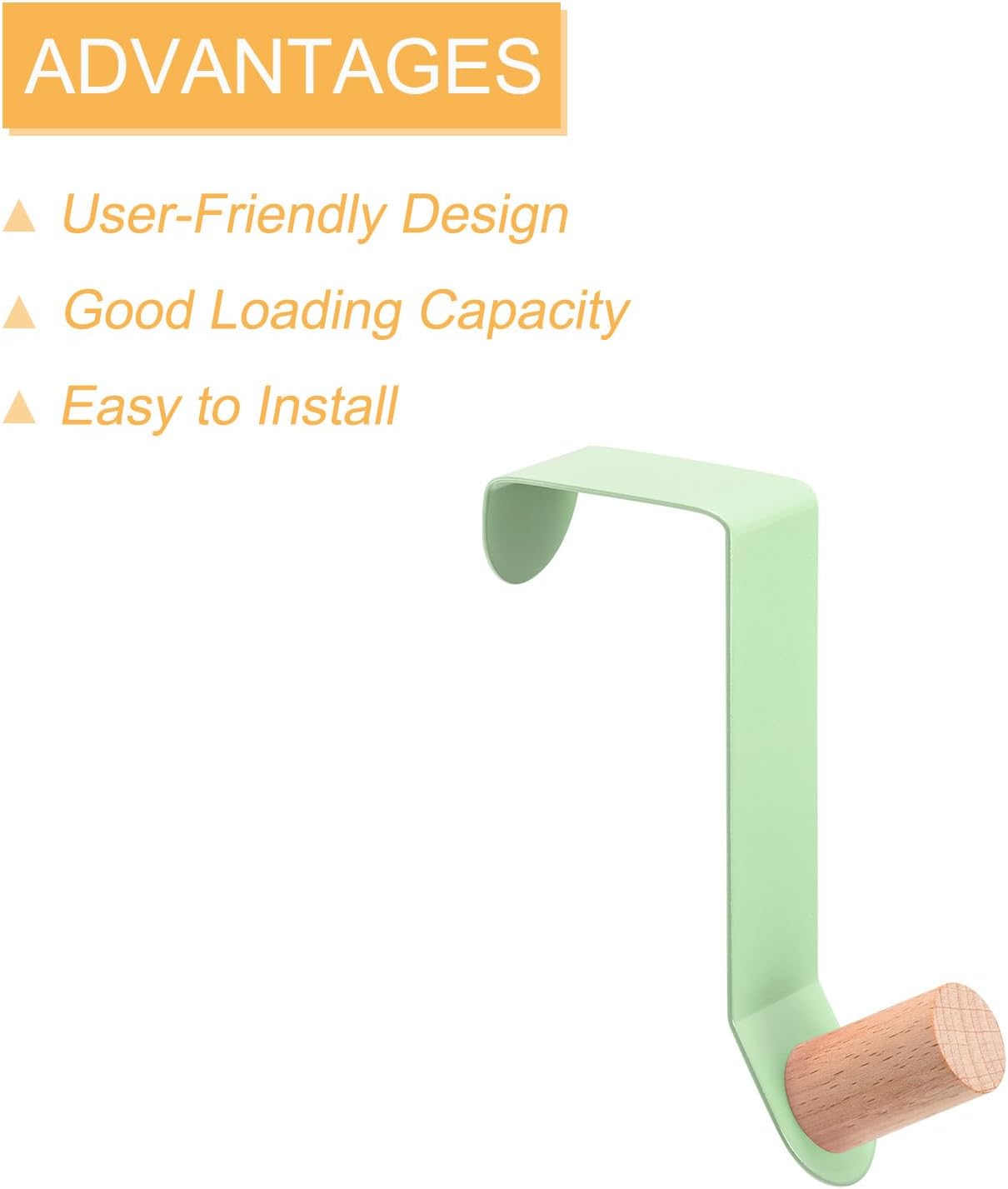 uxcell Ganchos para colgar sobre la puerta, 4 unidades, ganchos individuales para colgar ropa, sombreros, toallas (verde)