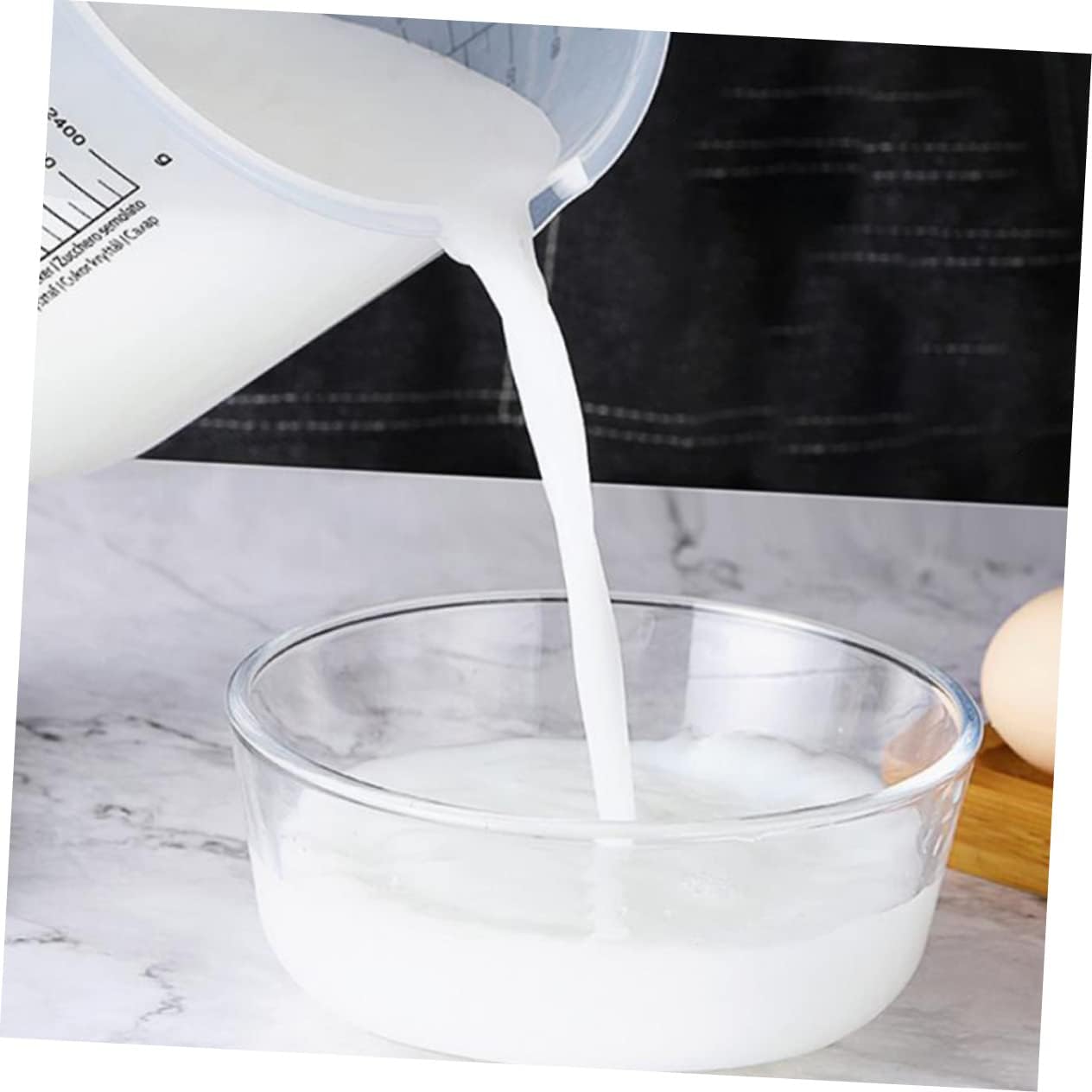 HEMOTON Tazón para mezclar con tapa, tazas de café medidas, con tapas, taza para hornear, manija, escala, marcado, taza graduada, taza para hornear,