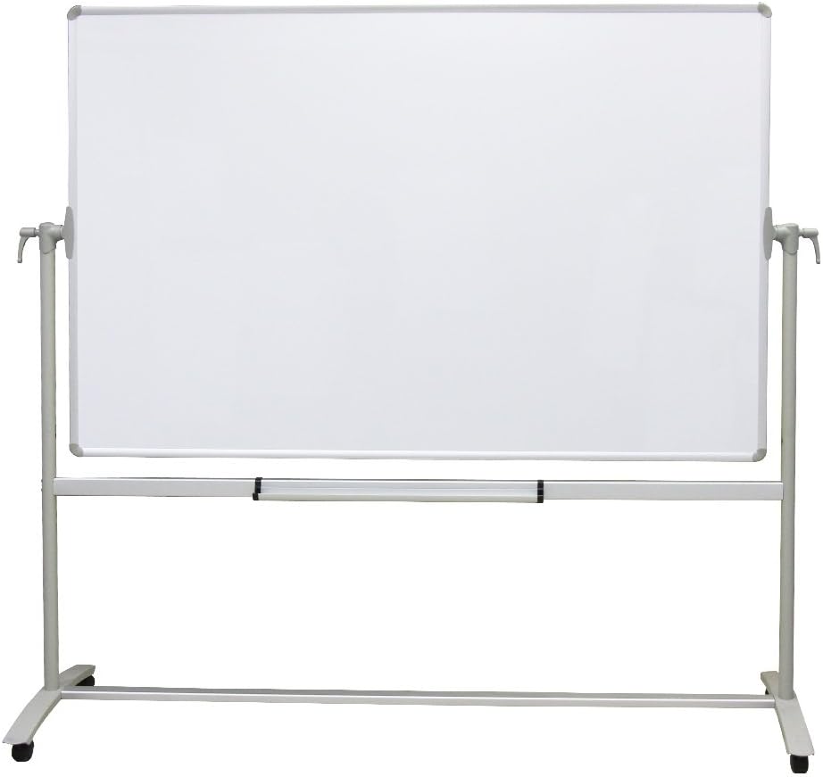 VIZ-PRO Pizarra blanca de oficina no magnética de doble caracaballete móvil, 48 x 36 pulgadas, soporte de acero