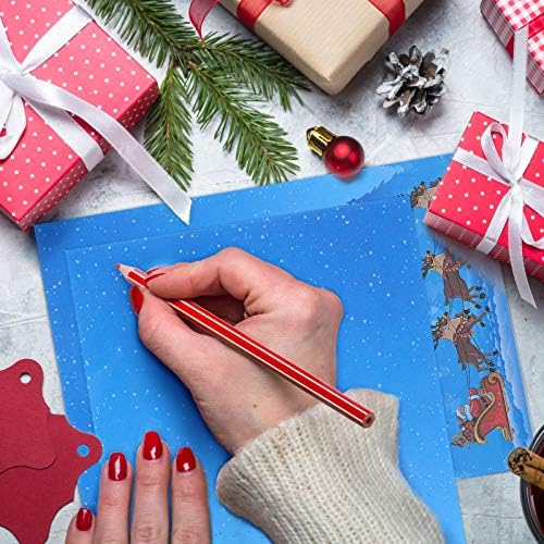 100 sobres de Navidad #10 con papel de carta, autoadhesivos, sobres de cartas, trineo de renos, membrete de Papá Noel, para letras festivas,