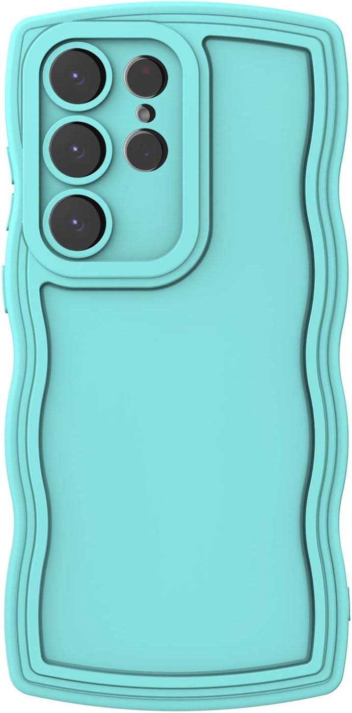AICase Lindo marco ondulado rizado de color sólido suave compatible con la funda del teléfono Samsung Galaxy (azul, Galaxy S20)