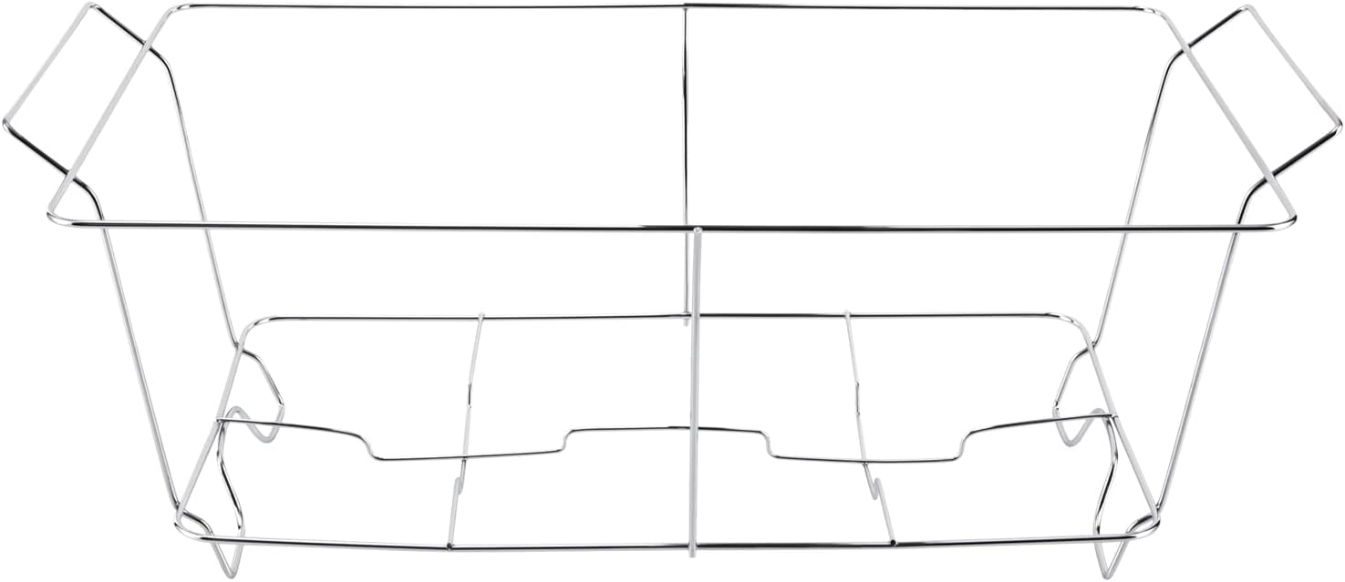 Paquete de 24 platos para bufé, estantes de alambre para rozar, soporte rectangular de tamaño completo, soporte apilable para rozar, marco cromado,