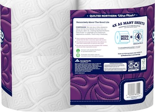 Quilted Northern Papel higiénico ultra afelpado, 4 megarrollos  16 rollos regulares, papel de baño de 3 capas