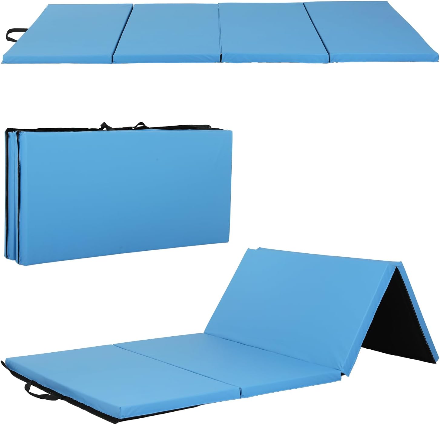Colchoneta de gimnasia con 4 pliegues, para interiores y exteriores, extra gruesa, de alta densidad, para gimnasia, gimnasio, plegable, esterilla de