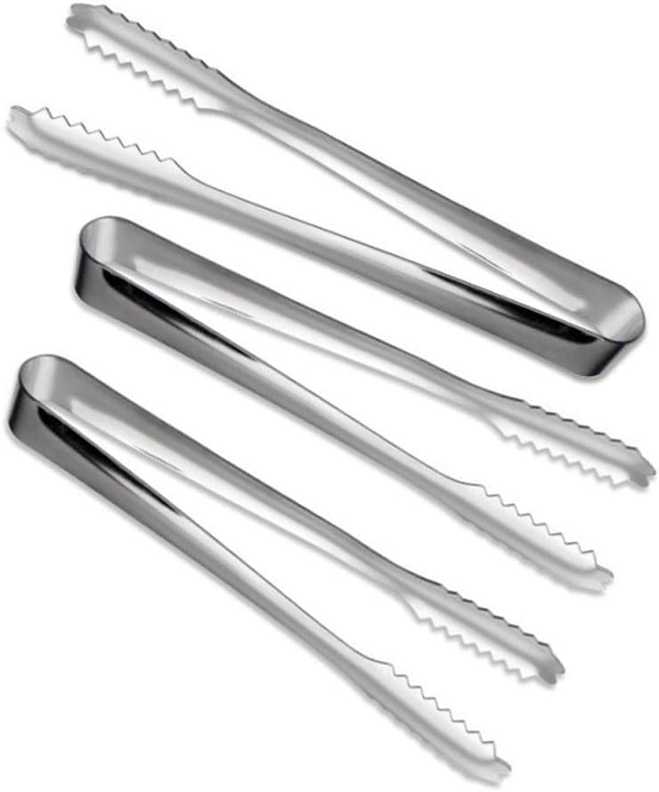 Pinzas de cocina de acero inoxidable plateado de 7 pulgadas para cocinar a la parrilla con bloqueo de alimentos, utensilios, pinzas de alimentos