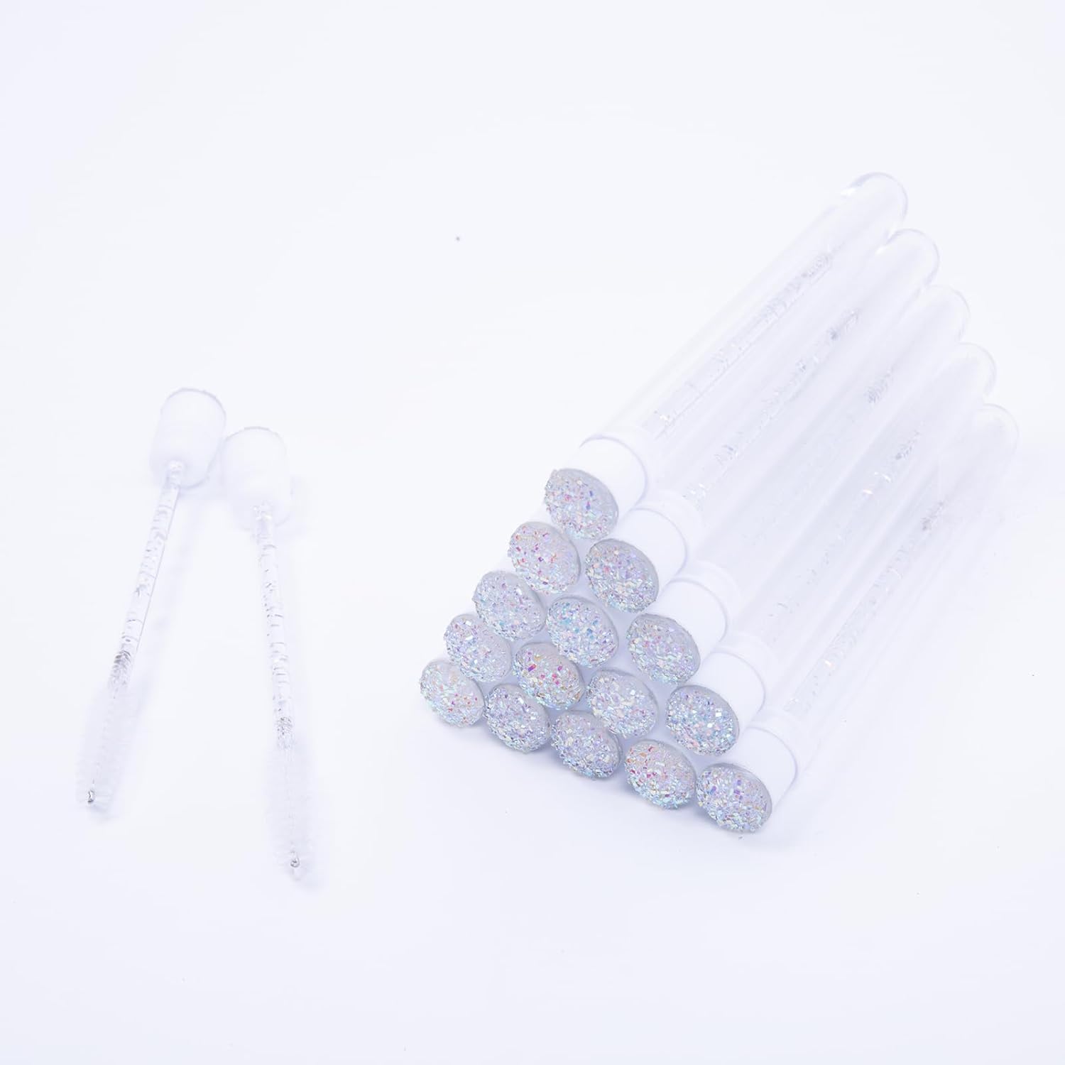 i-Laesh 20 Pcs Lash Brush Eyelash Brushes for Eyelash Extensions Spoolies Cleaning Mascara Wands Tube Diamond Disposable Makeup Tool Applicator Set