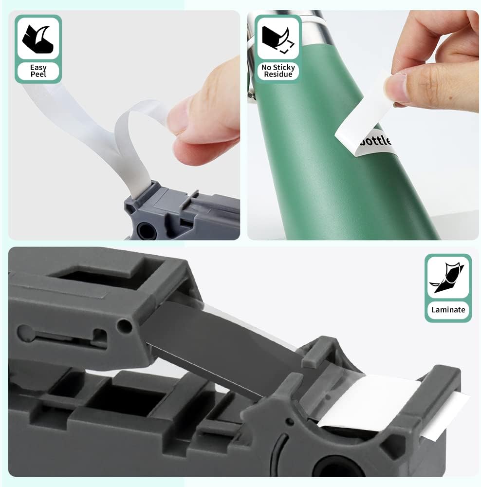 Topcolor Paquete de 6 cintas laminadas Tz de 0.354 in 0.35 pulgadas compatibles con Brother Tze-221 Tze-121 Tze-421 Tze-521 Tze-621 Tze-721 P Touch