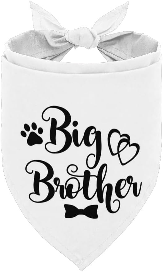 Bandana para perro, pañuelo para perro de hermano mayor, bufanda para perro, impresión blanca, accesorios para bufanda para perro, bufanda para