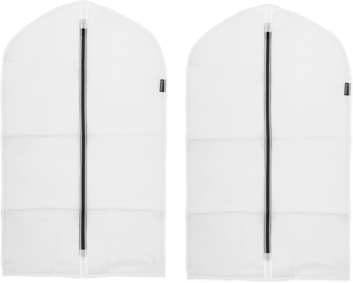 Brabantia Paquete de 2 bolsas protectoras de ropa medianas transparentes para colgar ropa (blanco) para almacenamiento de armario, se adapta a
