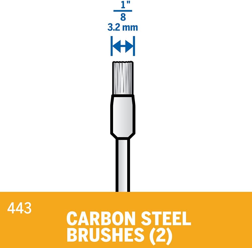 Dremel Cepillos de acero al carbono 443-02 (paquete de 2), diámetro de 18″
