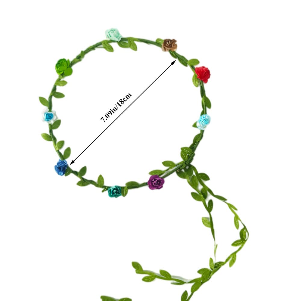 Paquete de 20 diademas multicolor con corona de flores, para mujeres y niñas, para festivales, celebraciones, bodas, fiestas, sin correa de anclaje