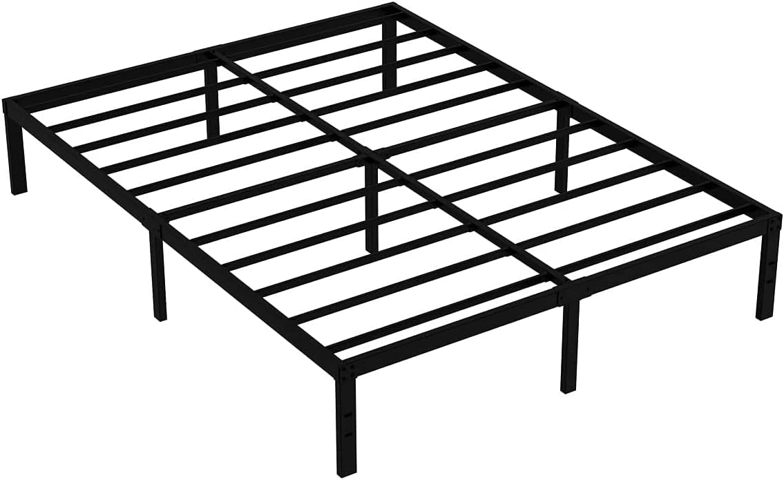 Sealvvos Base de colchón de plataforma metálica de 14 pulgadas con soporte de listones de acero, no necesita somier, fácil montaje, color negro