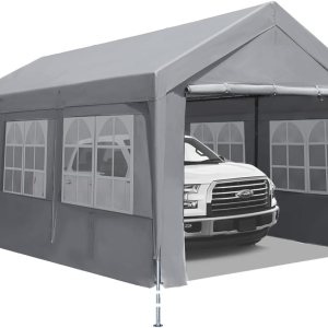 ADVANCE OUTDOOR Cochera resistente de 10 x 20 pies con paredes laterales de ventanas, altura ajustable de 9.5 pies a 11 pies, toldo para automóvil, ADVANCE OUTDOOR Cochera resistente de 10 x 20 pies con paredes laterales de ventanas, altura ajustable de 9.5 pies a 11 pies, toldo para automóvil,