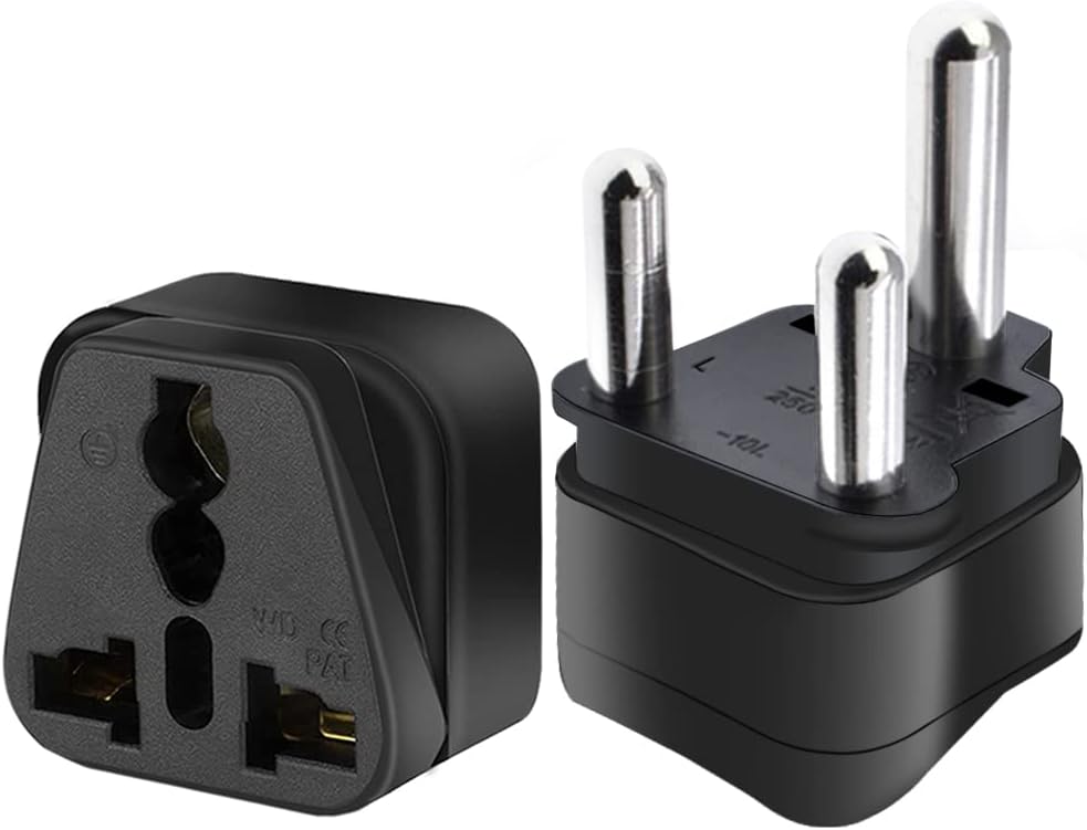 Adaptador de enchufe de viaje de Sudáfrica, 2 unidades, Sudáfrica Big 3 Pins Tipo M Adaptador de corriente de viaje Enchufe Sudáfrica Adaptador