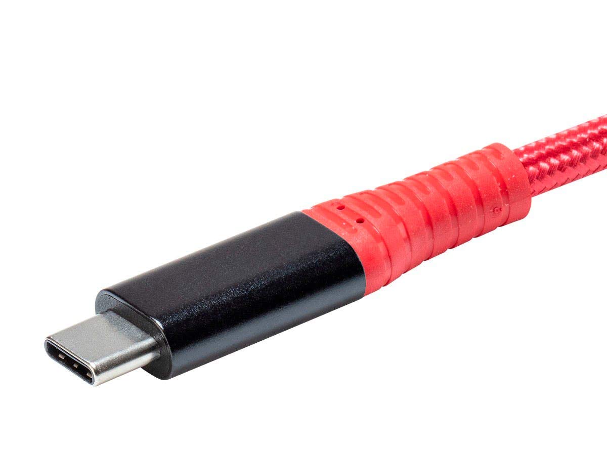 Monoprice Durable USB 3.2 Gen 2 Tipo-C Datos y Power Kevlar reforzado Nylon Braid Cable – 3.3 ft – Rojo  5A100W – AtlasFlex Series