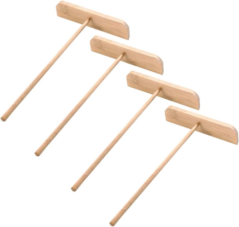 Luxshiny Esparcidor de panqueques para el hogar, esparcidor de madera en forma de T, crepé, raspador de panqueques, herramientas para tartas,