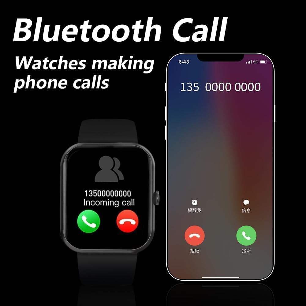 Reloj inteligente Smartwatch con pantalla grande de 1.85 pulgadas, pantalla de bloqueo de contraseña de música y llamada de fitness, impermeable,