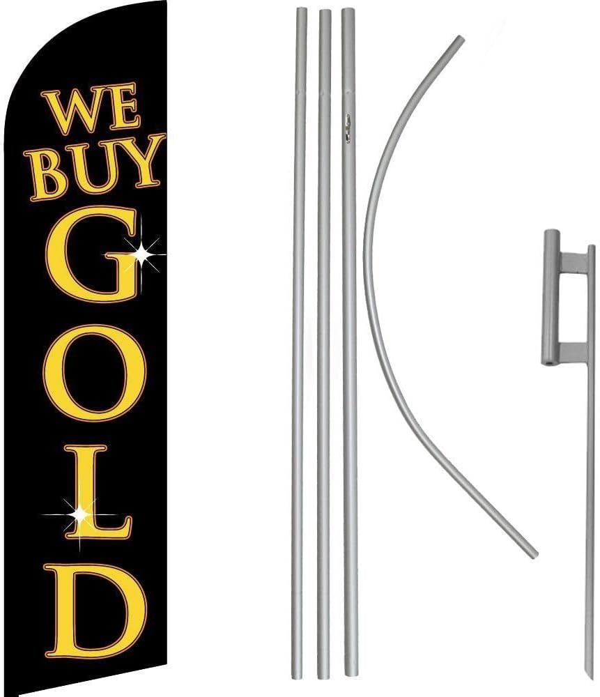 Premium We BuyWindless Flag & 16′ Flagpole KitGround