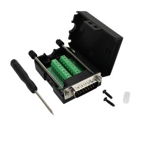 Twinkle Bay D-SUB DB15 – Conector macho macho de 15 pines a terminal de salida 2 filas con funda Twinkle Bay D-SUB DB15 – Conector macho macho de 15 pines a terminal de salida 2 filas con funda