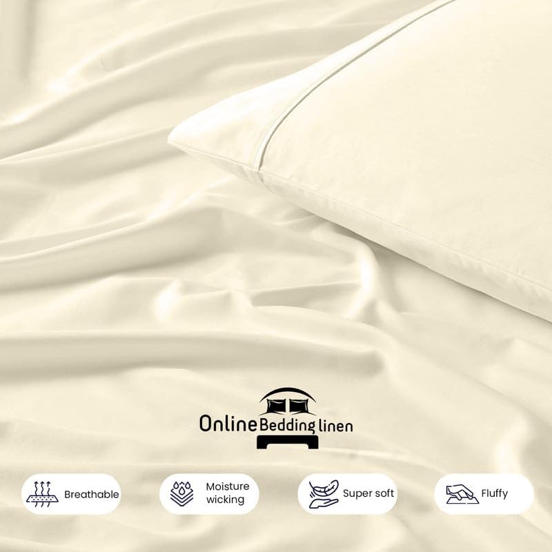 Online Bedding Linen Flex Top – Cama King de algodón egipcio de 800 hilos, sábanas divididas de 18 pulgadas de profundidad para dormir numéricos (4