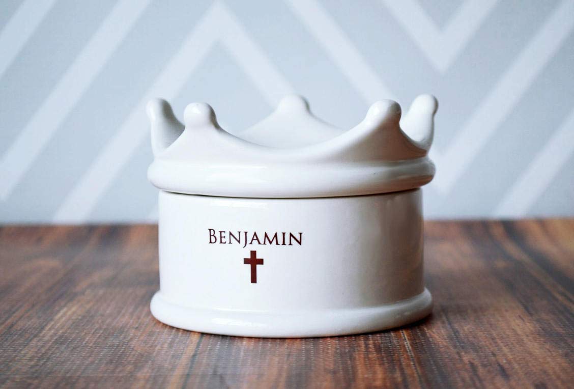 Personalized Baptism Gift, First Communion Gift, Confirmation Gift – With Irish Blessing or Custom Text – Crown Keepsake Box