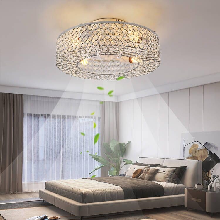 MeZeYo Modernos ventiladores de techo de cristal cerrados de lujo de 19.6 pulgadas con luces enjauladas, iluminación y ventiladores de techo,