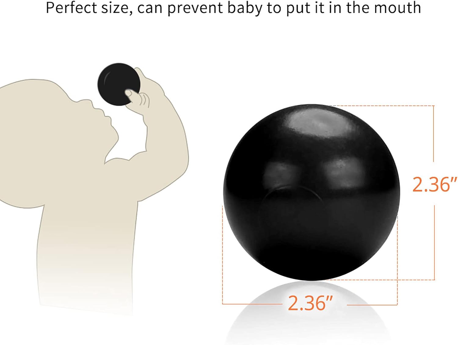 PlayMaty Pelotas de juego  Pelotas de plástico transparente sin ftalatos y BPA, 2.36 pulgadas para niños pequeños y bebés para casa de juegos,