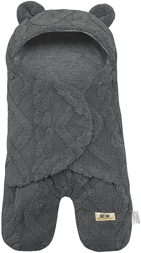 BlueSnail Cómoda manta para envolver al recién nacido, transpirable y suave (gris)