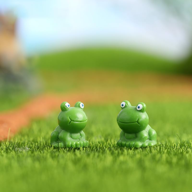 50 figuras de resina de mini ranas, figuras en miniatura de rana verde, figuras de micro ranas, pequeñas figuras de rana linda, modelo miniatura de