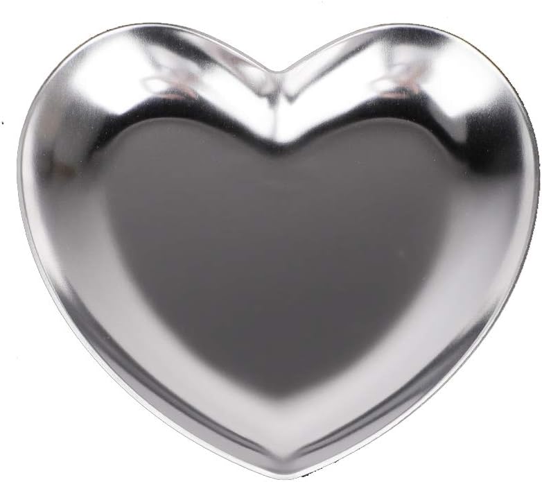 Bandeja decorativa pequeña de acero inoxidable, plato en forma de corazón de 3.5 pulgadas, bandeja de té, plato de joyería, organizador de