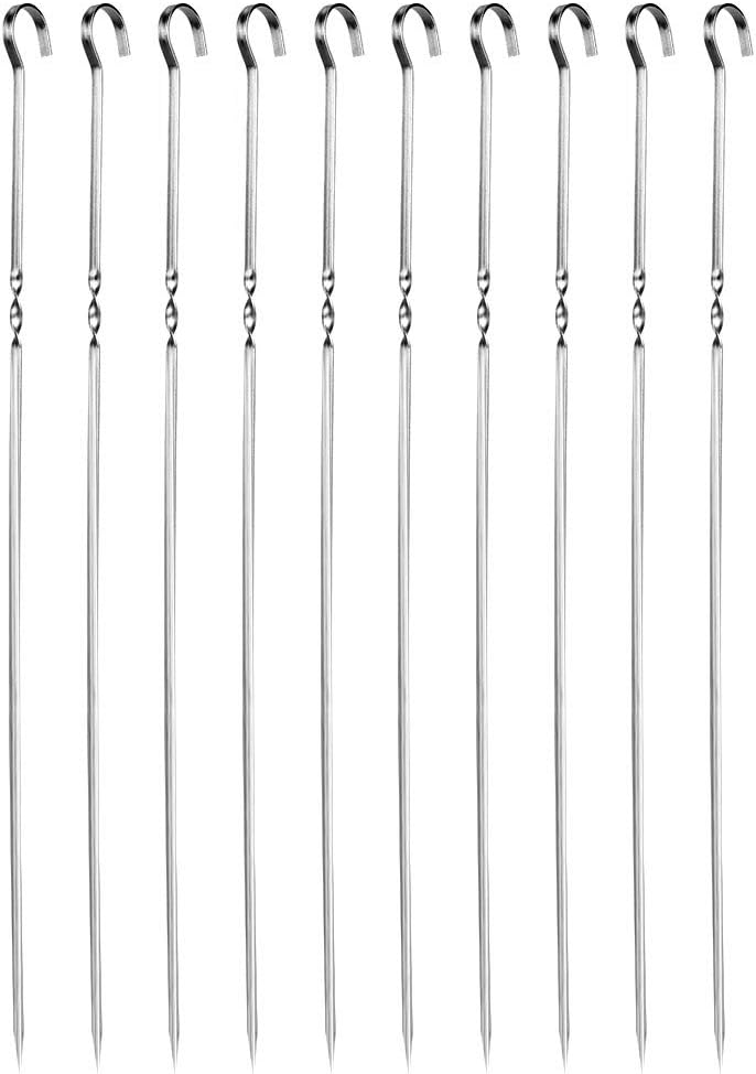 Fydun 10Pcs Stainl Steel Barbe Flat Skewer Grilling Tool for Party Outdoor Activities 10Pcs Stainl Steel Barbe for Family
