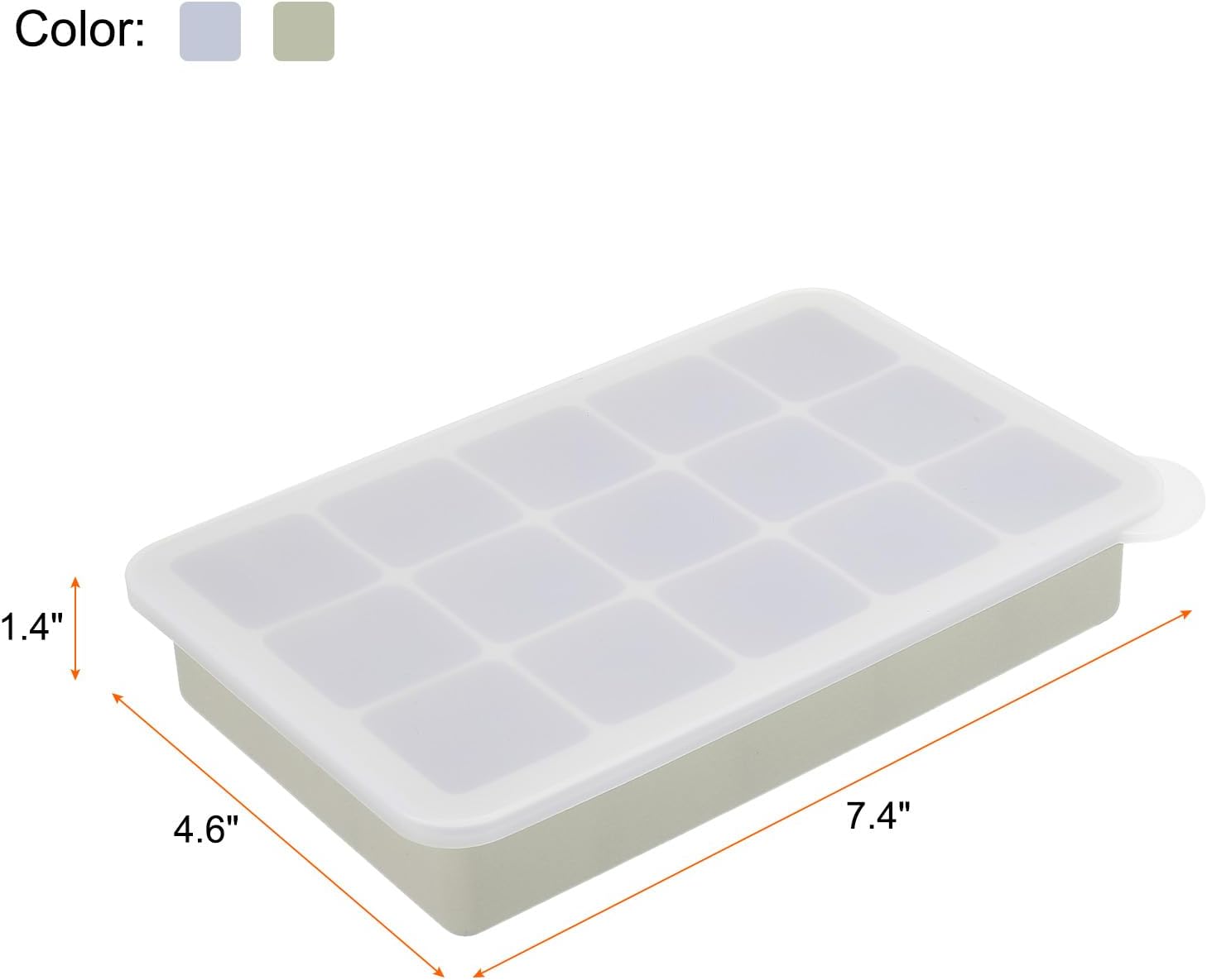 MECCANIXITY Moldes para cubitos de hielo (juego de 2), bandeja de cubitos de hielo de 15 rejillas con tapa para cóctel, jugo, bebida casera (verde,