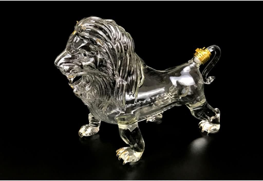 Decantador de whisky con forma de animal de león, jarra de vino transparente, jarra de tequila, decoración de mesa para el hogar