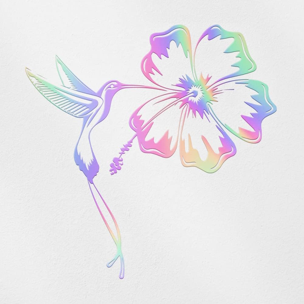 Adhesivos transparentes de colibrí e hibisco tatuaje (holograma) Adhesivos de vinilo impermeables de alta calidad para teléfono portátil, accesorio