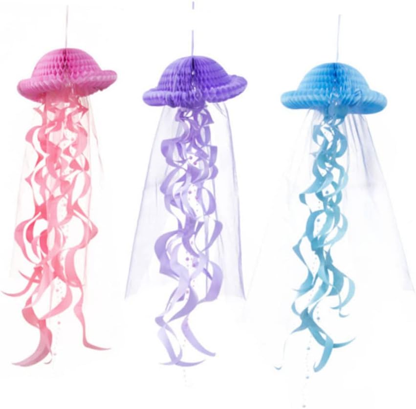 NOLITOY 2pcs Mermaid Party Lantern Mariposas Decorativas para Pared Hanging Tissue Fish Decorations Honeycomb Decor Kids Decor Hanging Decoration.