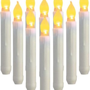 Juego de 12 velas cónicas sin llama parpadeantes color marfil para bodas, fiestas, Navidad, candelabro, luz ámbar, velas cónicas que funcionan con Juego de 12 velas cónicas sin llama parpadeantes color marfil para bodas, fiestas, Navidad, candelabro, luz ámbar, velas cónicas que funcionan con
