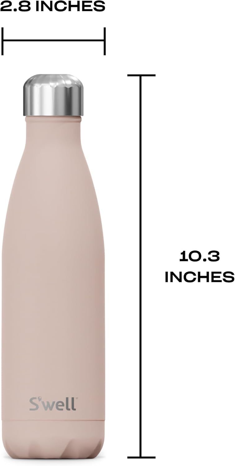 S’well Botella de agua de acero inoxidable de 17 onzas líquidas, sal del Himalaya, recipientes aislados al vacío de triple capa que mantiene las