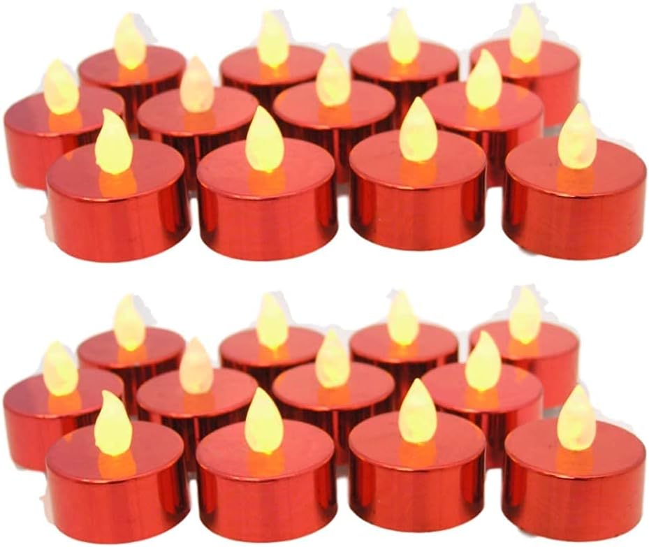 BANBERRY DESIGNS Juego de 24 velas LED sin llama, funciona con pilas, decoración de mesa para bodas, fiestas, Navidad, día de San Valentín