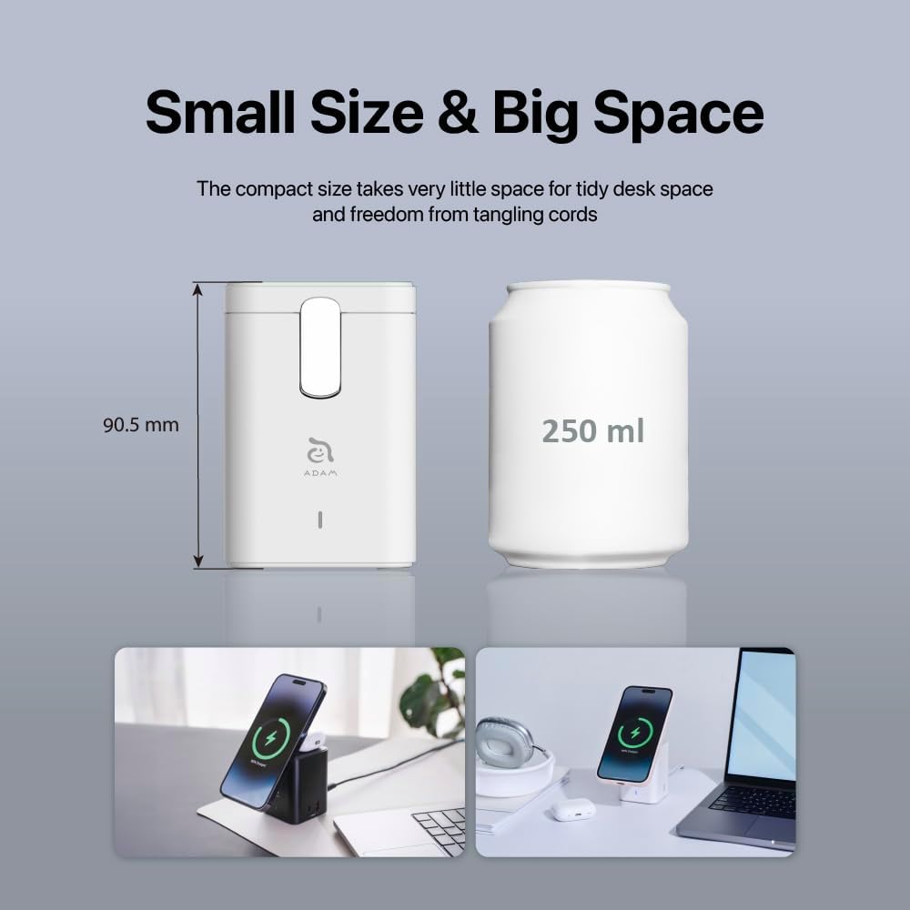 ADAM elements Cargador inalámbrico magnético – Mag 4 GaN 30W 4 in1 estación de carga de energía para iPhone 12131415 Series y AirPods Series (blanco)