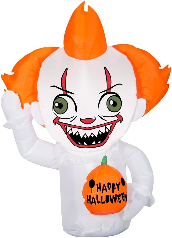 Gemmy Car Buddy Airblown – Inflable estilizado Pennywise con calabaza WB, 3 pies de alto, multicolor