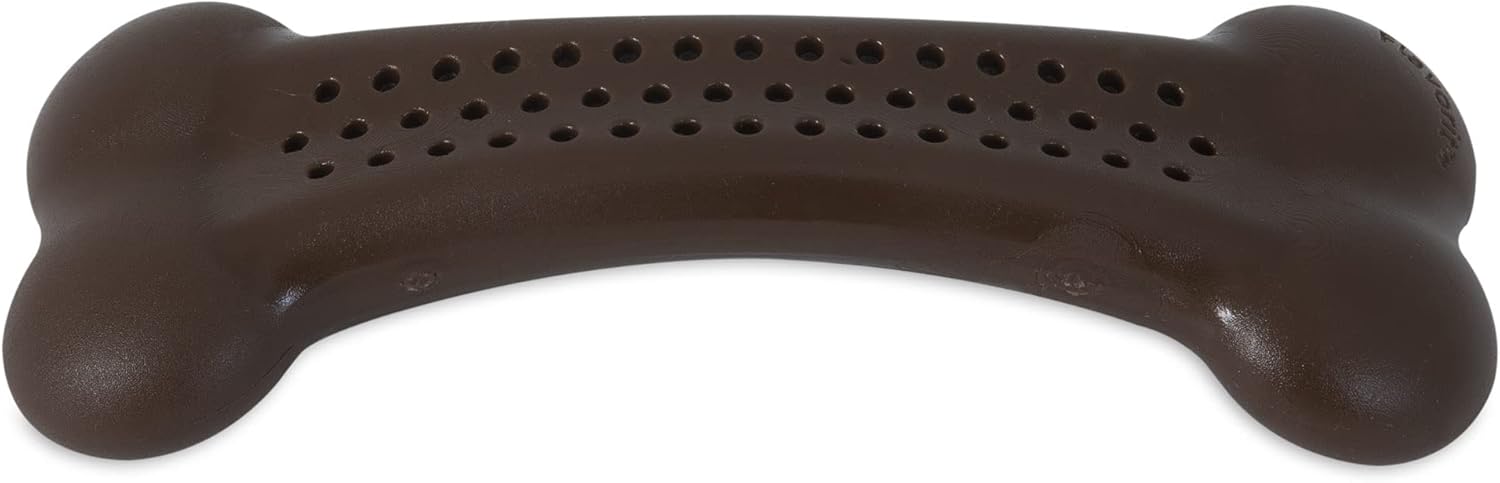 Pet Qwerks Flavorit BarkBone – Hueso de perro rellenable para masticadores moderados, sabor a mantequilla de maní, 5.5 pulgadas, fabricado en