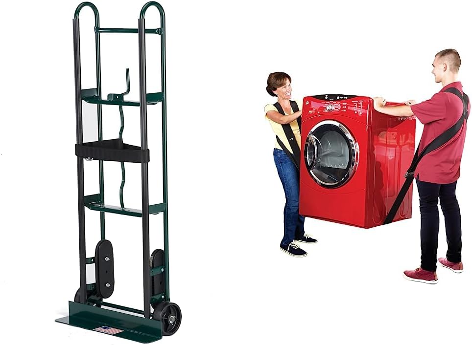 Harper Trucks Sistema de elevación para camión de mano + correas móviles para hombro (2 personas)