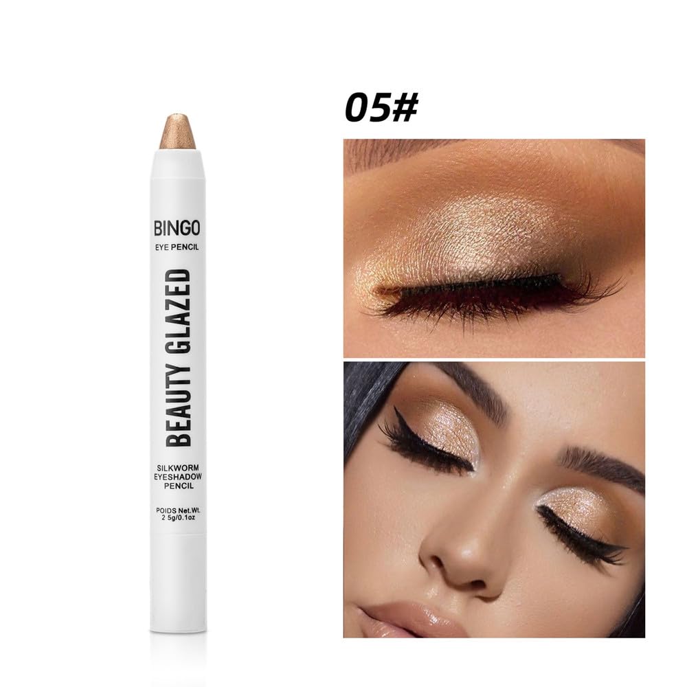 UOCK Sombra de ojos, 3 lápices de sombra de ojos en crema brillante, resistente al agua y de larga duración, barra de contorno de color metálico