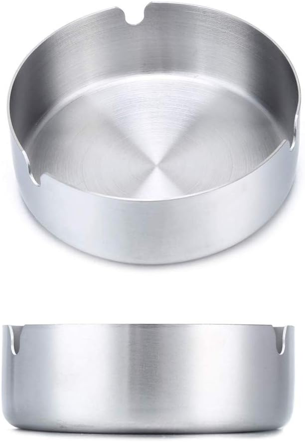 Cenicero redondo de acero inoxidable para cigarrillos, cenicero para mesa adecuado para soporte de bandeja de cenizas para hotel, restaurante,