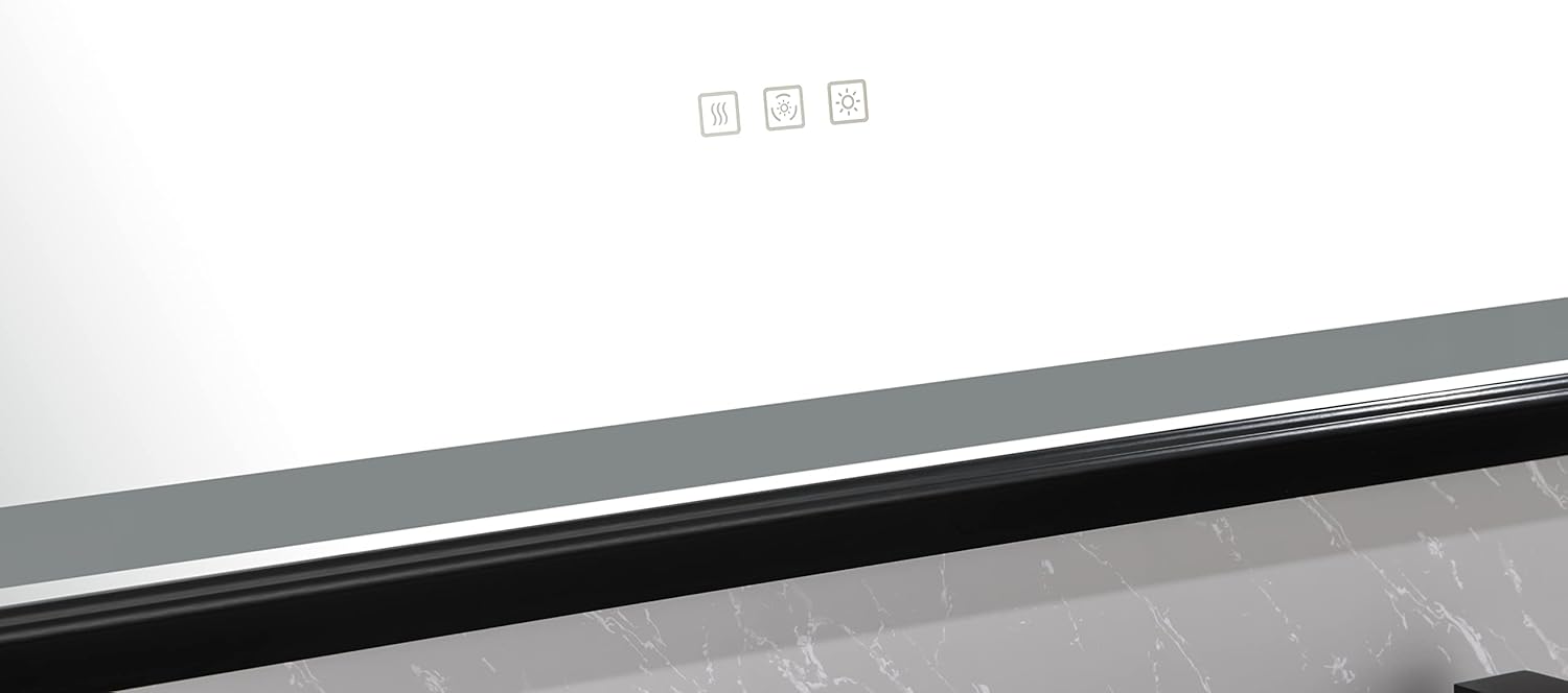 HomSof Espejo de baño LED súper brillante de 88 x 38 pulgadas con luces, espejo de marco de metal, espejo de tocador iluminado para pared, espejo