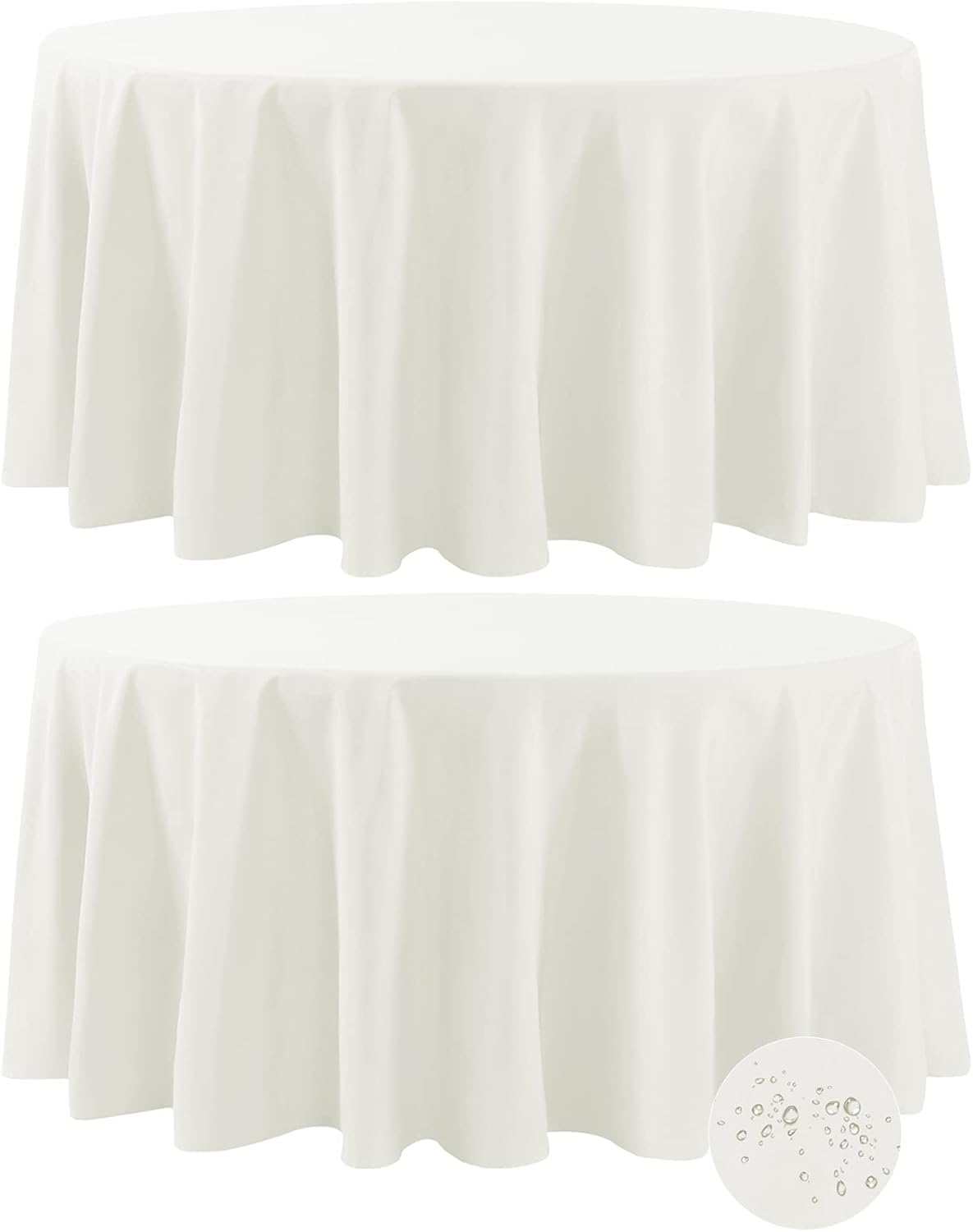 Paquete de 2 manteles redondos impermeables, 120 pulgadas, resistentes a las manchas y a las arrugas, mantel de tela para cocina, comedor, boda,
